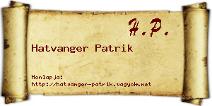 Hatvanger Patrik névjegykártya
